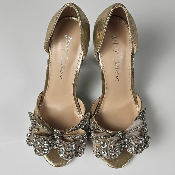 Betsey Johnson SB-LNDN GOLD Formal Heel Silver Rhinestones Princess Core - Picture 3 of 15
